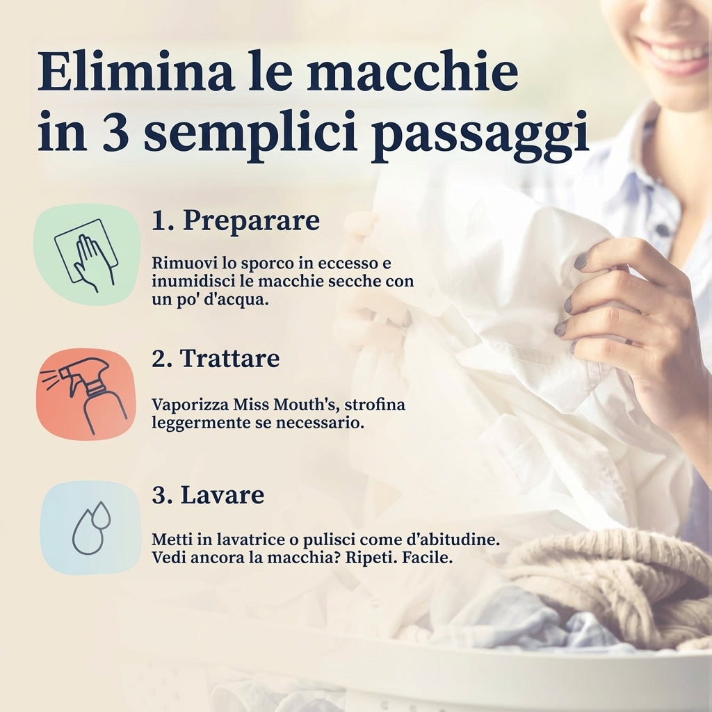 Spray smacchiante Missmouth – delicato ed efficace fin da subito, pensato per le mamme