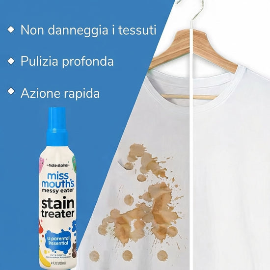 Spray smacchiante Missmouth – delicato ed efficace fin da subito, pensato per le mamme